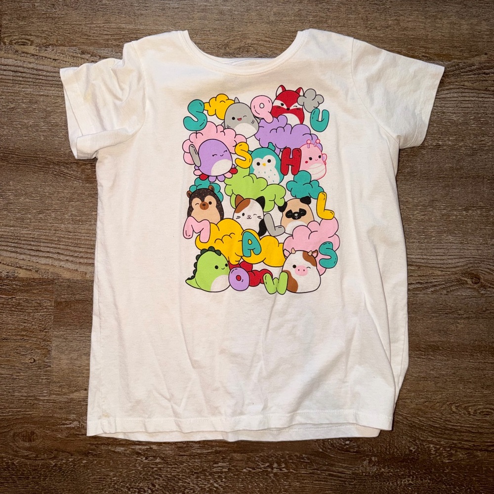 Cute Kawaii Animals Graphic Tee - White with Pastel Multicolor Print